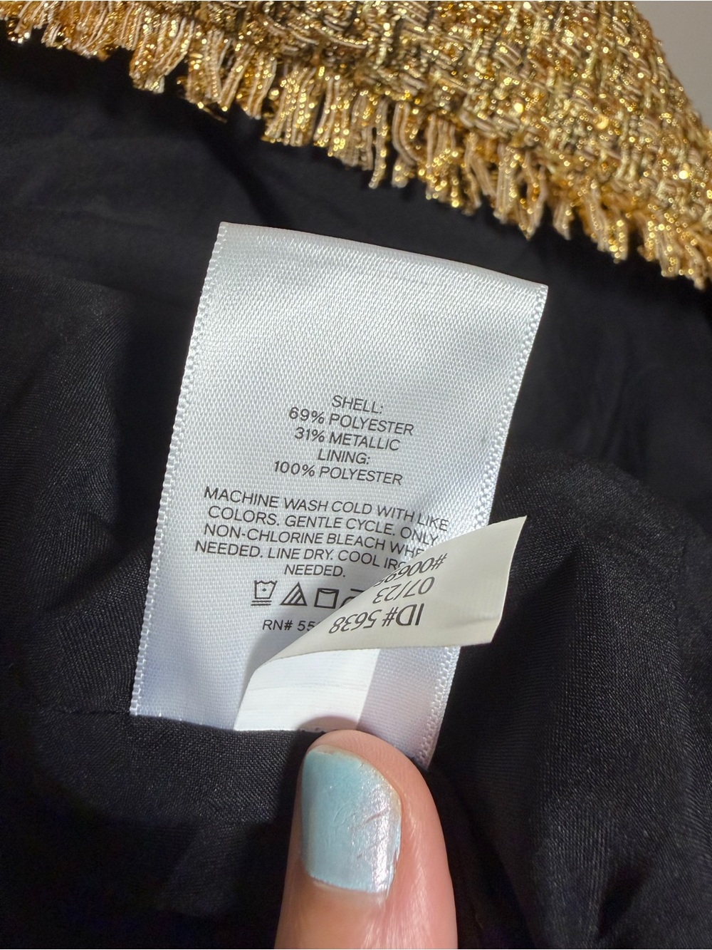 Express Metallic Tweed Fringe Trim Jacket Blazer Gold - Picture 6 of 7
